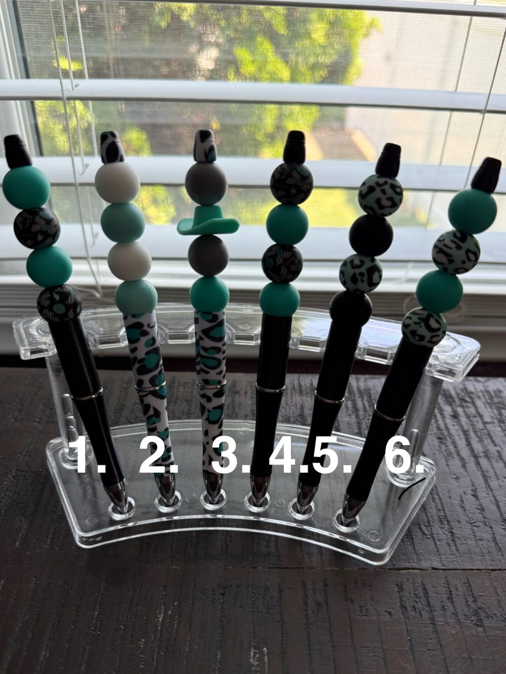 Teal and Black Beaded Pen Set - Home Accents Decor